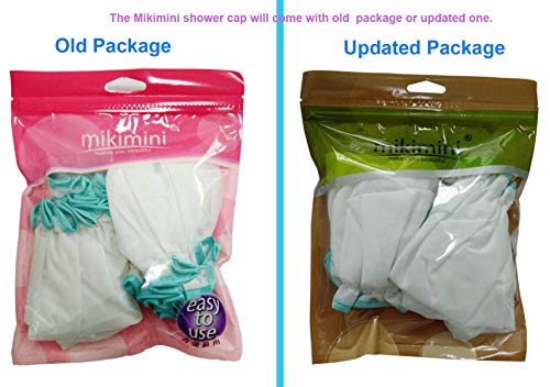 White Shower Cap for Long Hair 2 Pack, Waterproof Washable Hair Caps for Women and Girls, Super Cute and Extra Large by mikimini - Thumbnail 4