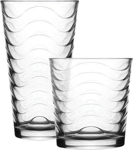 image for Circleware 40139 Pulse Huge 16-Piece Glassware Set of Highball Tumbler
