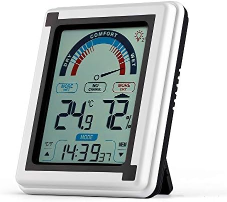 Digital Indoor Temperature and Humidity Meter, Room Hygrometer Upgrade Thermometer Humidity Meter,Touch Screen and Backlight With Time&Alarm Function and with Magnet for Wall