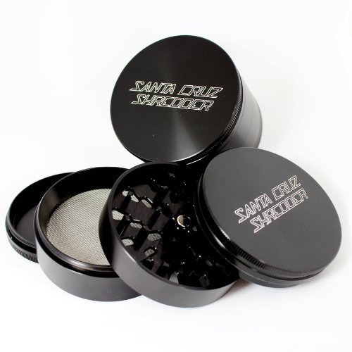 Large Santa Cruz Shredder Black 4 Piece Grinder with a Cali CrusherÂ® Pollen Press