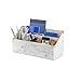 Design Ideas Marbella Desk Organizer, Paperboard and Metal Trim Office Organizer, White Marble Pattern/Brass