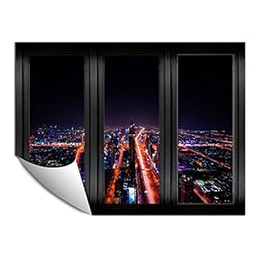 Wall Paper Small Wall Mural City at Night Wall Art Removable Wall Decoration for Bedroom Living Room - 24x32 inches