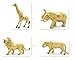 12 Jumbo Metallic Gold Plastic Safari Animal Set - Different Varieties of Zoo Animals, 3 Elephant 3 Giraffe 3 lion 3 Tiger PVC, 4-6 Inches