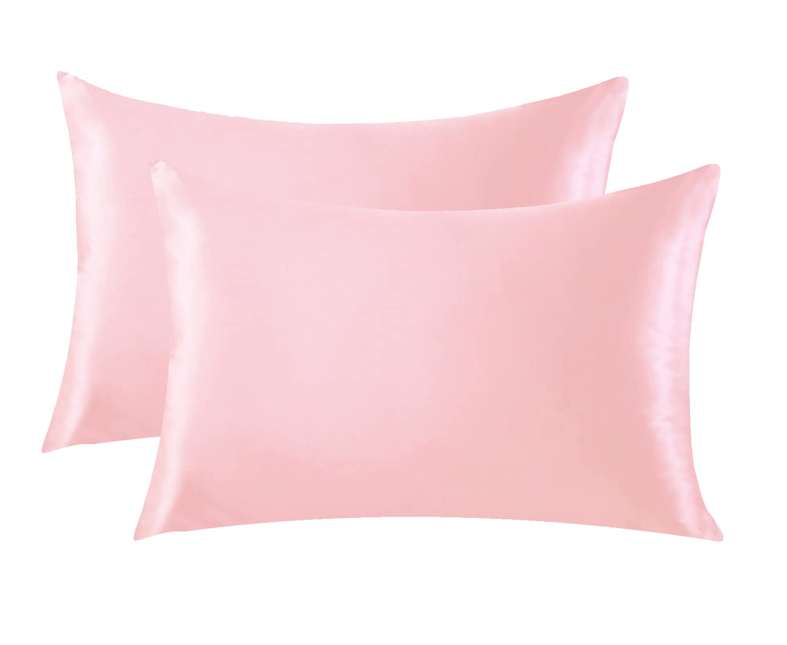 SURJION Satin Pillow Case Set for Hair and Skin to prevent wrinkles Hidden Zipper Standard (50x75cm) 2 Pack, Pink