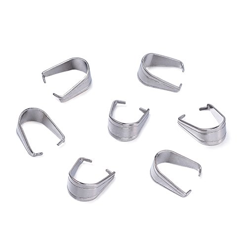 Pandahall 100pcs 12.5x10.5x6mm 304 Stainless Steel Snap on Pinch Pendant Bails Connectors for DIY Jewelry Dangle Beads Charms