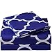 Mellanni Full Sheets Set - 4 PC Iconic Collection Bedding Sheets & Pillowcases - Hotel Luxury, Extra Soft, Cooling Bed Sheets - Deep Pocket up to 16 inch (Full, Quatrefoil Imperial Blue)