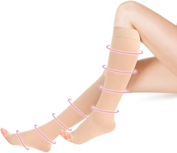 Amazon Co Jp 弾性ストッキング 着圧ソックス オープントゥ サポートソックス 着圧靴下 弾性靴下 寝ながら美脚ケア 段階着圧設計 26hpa 引き締め ハイソックス むくみ改善 通気性 消臭 美脚ソックス 膝下 ユニセックス 男女兼用 メンズ レーディ 肌色l 服