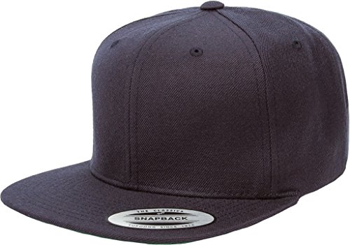 6089M Classic Snapback Pro-Style Wool Cap by Flexfit - One Size (Dark Gray)