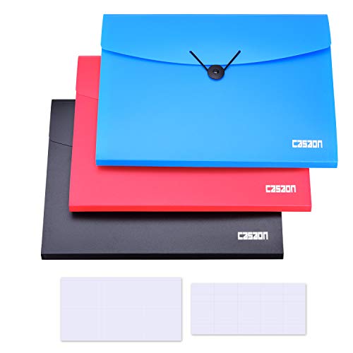 7-Pocket Expanding File 3pcs, Plastic Expandable File Folder - Black&Blue&Red