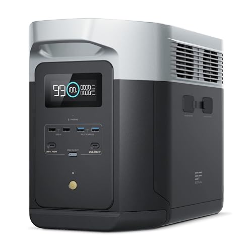 EF ECOFLOW Portable Power Station DELTA 2 Max, 2400W LFP Solar Generator, Full Charge in 1 Hr, 2048Wh Solar Powered Generator for Home Backup(Solar Panel Optional)