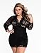 roswear Women's Hollow Out Lace V Neck Clubwear Mini Dress Black Small
