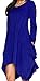 WearLove Women Asymmetrical Loose Long Sleeve Pockets Tunic Shirt Dress Blue L