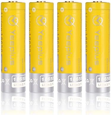 Yeeplus 18650 3.7V 3200mAh Li-ion Protected Rechargeable Batteries With Lithium Battery Holder case ，4 Pack