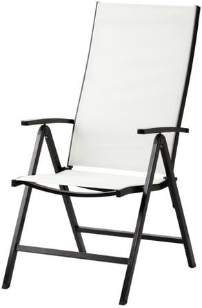 Amazon De Ikea Hochlehner Ammero Gartenstuhl 5 Fach Verstellbar Klappbar Alu Stahl Beige Dunkelbraun Hohe Ruckenlehne