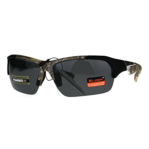 PASTL Xloop Polarized Lens Sunglasses Mens Half Rim Soft Matted Camouflage