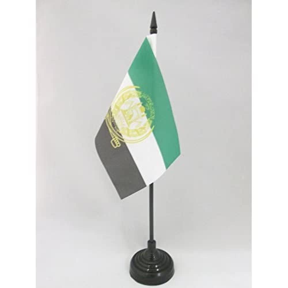 AZ FLAG - Afghanistan 2001-2002 Table Flag 4'' x 6'' - Afghan Office Mini Banner 100% Polyester 15 x 10 cm - Mini Desk Flag with 10'' Pole and Black Plastic Base — image 1