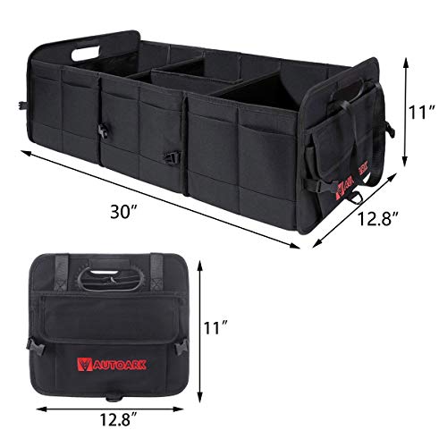 Autoark Multipurpose Car SUV Trunk Organizer with Removable Insulation Leakproof Cooler Bag,Durable Collapsible Adjustable Compartments Cargo Storage,AK-100