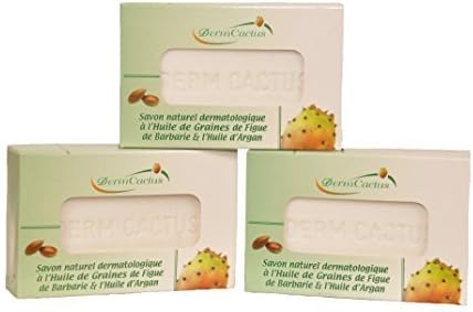 Gift Bath : 3 Anti Wrinkles / Dark Circles / Hyperpigmentation Soaps. Dermatological Natural Soaps with Prickly Pear Seeds Oil and Pure Argan Oil, Body and Face cleanser, 100g x 3 (300g).