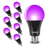 GLW Black Light Bulbs 9W 8 Pack A19 E26 LED