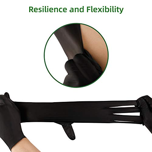 Kexle Nitrile Disposable Gloves Pack of 100, Latex Free Safety Working Gloves for Food Handle or Industrial Use, Black, Large(Pack of 100), (2D-IJ9V-27IH)