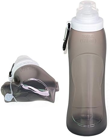 Fansino Foldable Water Bottle - Leak Proof Twist Cap - BPA Free, 17 Ounce (Black)