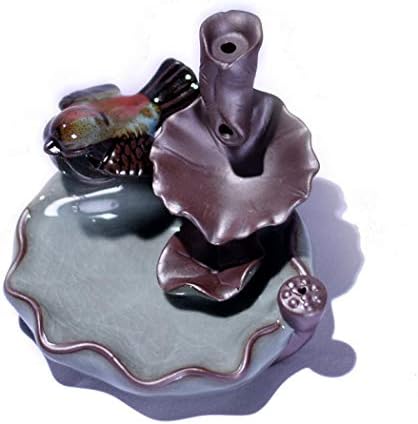 Backflow Incense Burner,Lotus Leaf Smoke Backflow,Handmade Crafts Home Tea Room Yoga Room Decor(10 Free Cones) (Incense Burner 3)