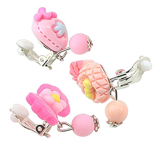 Baby Kids Little Girl Play Clip-on Earrings,Pretend Play Dress Up Accessories Toy Jewelry Clip-on Earrings (Cartoon Style)