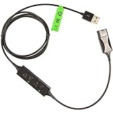 Call Center Headset Quick Disconnect QD Cable to USB Plug Adapter with Mute + Volume Control Compatible with Plantronic Headset QD Connector Plug to Any Computer Laptop VOIP Softphone