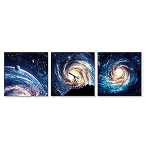 3 Piece Canvas Wall Art for Living Room Bedroom Home Artwork Vast Starry Sky Paintings Ready to Hang - 12"x12"x3 Panels