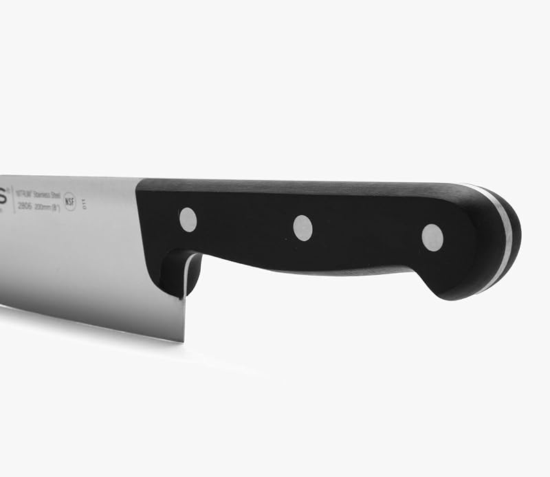 Küchenmesser aus Edelstahl mit Klinge von 200 mm - Chefmesser für Fleisch, Fisch, Geflügel, Obst und Gemüse - Ergonomischer Griff aus Polyoxymethylen, Serie Universal, Farbe Schwarz