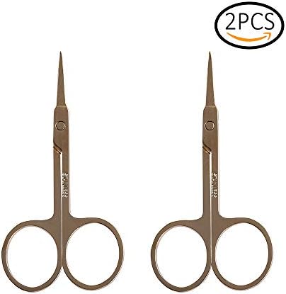 Rocutus 2pcs Gold Eyebrow Scissors Makeup Manicure Scissors Nails Cuticle Scissors Eyebrow Eyelashes Epilator Face Hair Removal Tools