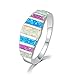 CiNily Women's Opal Rings,Create White Blue Pink Fire Opal Silver Plated Gemstone Ring Size 9