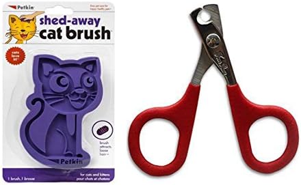 JOOMMY CHEW New Basic Kitty Cat Grooming Starter Kit including Cat Nail Clipper and purple cat brush