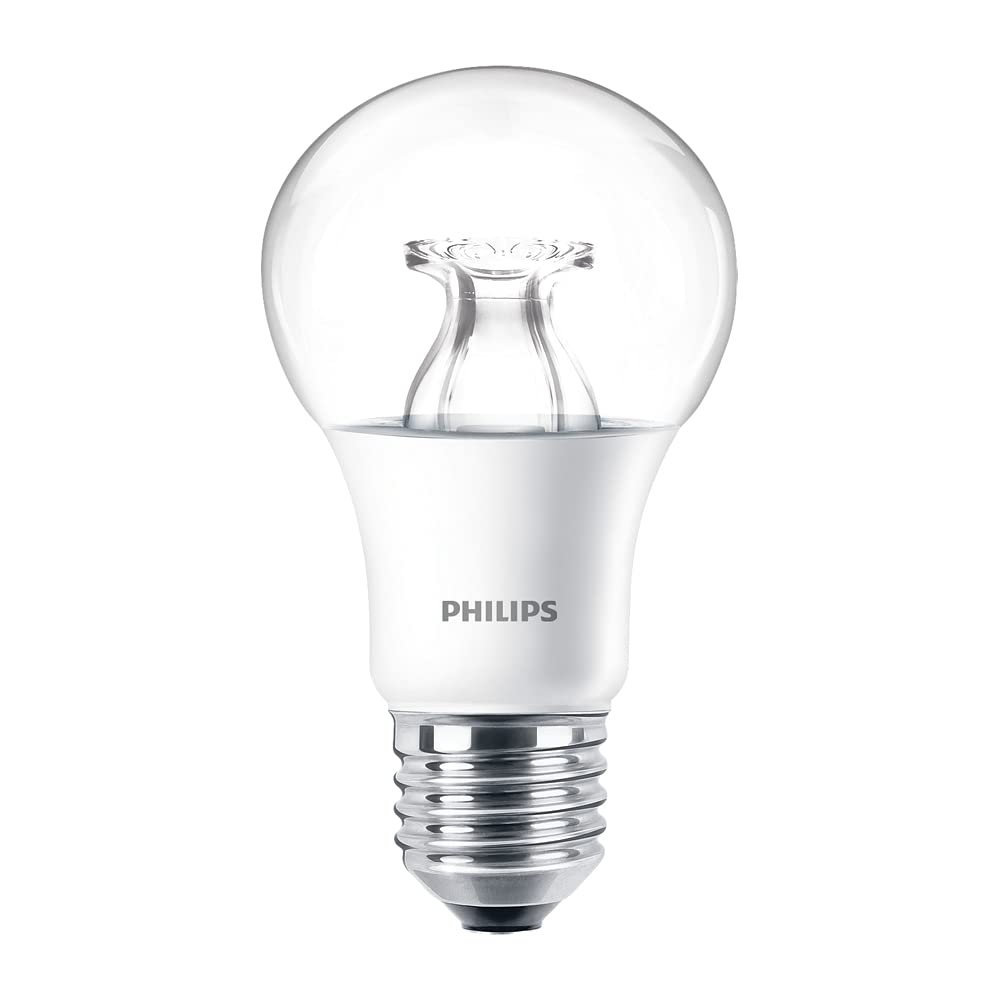 Philips Master DimTone LED GLS A60 Light Bulb 8W 60W Equivalent E27 Edison Screw Clear Glass Warm Glow 2200K–2700K CRI90 Dimmable Energy Efficient Decorative LED Lamp