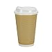Nicole Home Collection Double-Walled Insulated Ripple Paper Disposable Cups With Lids For Hot Beverage, Pack of 30 Coffee Cup, 16 oz, Tan