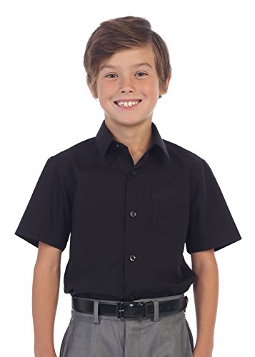 Gioberti Boy's Short Sleeve Solid Dress Shirt, Black, 16