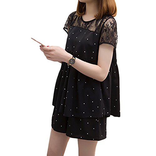 Amazon レディース 半袖レーストップス ショートパンツのセット