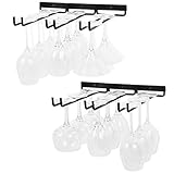 Wallniture Stemware Wine Glass Rack Wall Mountable Wrought Iron 3 Rows Black 13 Inch Deep Set of 2