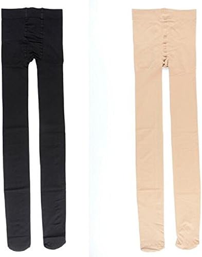 YOUZUO 680D Compression Socks Shape Slim Support Leg Varicose Veins Pantyhose Stockings (Black+Beign, 2 Pack)