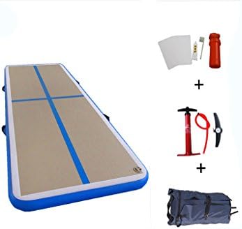 Inflatable Gymnastics Air Floor/Track Tumbling Training Mat for Home/Cheerleading/Beach/ Park/Water (Air Floor-Blue, 9.8’x39” x4”/3mx1mx10cm)