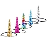 Mookiraer Children Party Favors Pack, Shiny Unicorn Horn Glitter Elastic Headband Spiral Unicorn Horn Cosplay