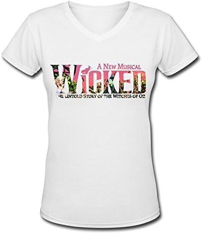 A New Musical Wicked Live Logo V Neck T Shirt For Women White L