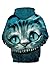Haloon Unisex Simulation Printed Galaxy Pocket Drawstring Hooded Sweatshirt Cheshire cat L