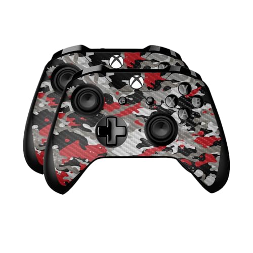 Carbon Fiber Skin Compatible with Microsoft Xbox One Controller (2 Pack) - Red…