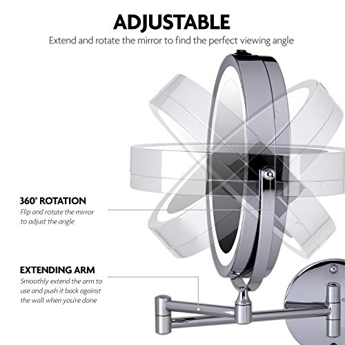 Ovente Wall Mount Lighted Makeup Mirror 8.5 Inch 7X Magnification and