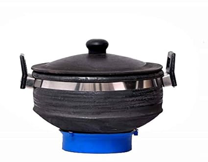 Vaghbhatt Clay Black Handi/Tadka Handi/Kadhai/Pot (3 Lit, deep Burned, Used on