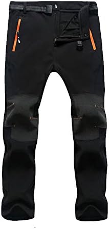Hikwa Men Waterproof Thermal Softshell Hiking Pants (Black, L)