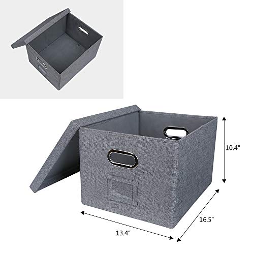 ATBAY File Storage Box Collapsible Large Capacity Office File Organizer for Letter/Legal Size Hanging File Folder Box, Gray 4Pack