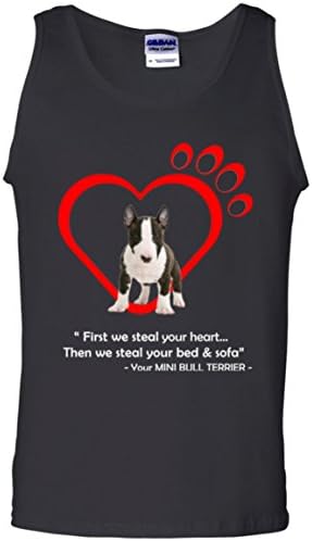 Vinteena Mini Bull Terrier First We Steal Your Heart Unisex Tanktop Tshirt