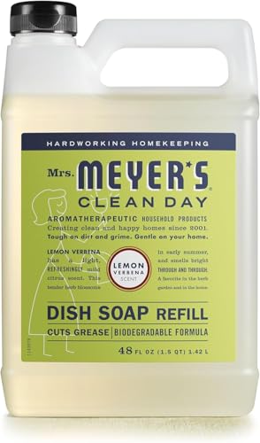 MRS. MEYER’S CLEAN DAY LIQUID DISH SOAP REFILL, BIODEGRADABLE FORMULA, LEMON VERBENA (48 FL OZ (PACK OF 1))